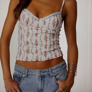 Edikted Indira Floral Lace-Up Corset Top